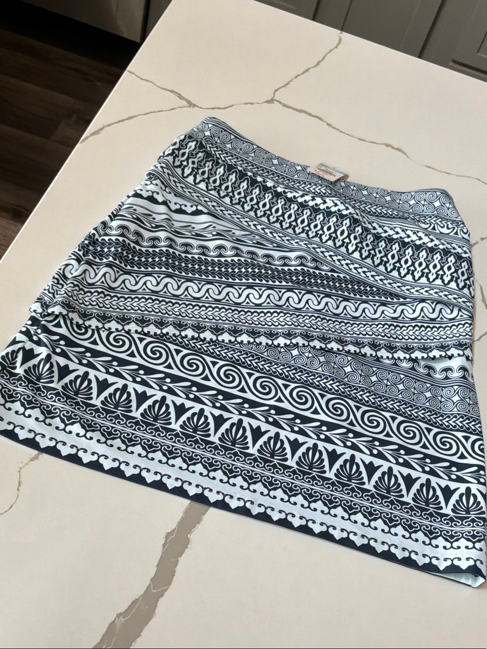 NWT J. McLaughlin XS Nicola Blue & Light Blue Patterned Mini Skirt Pool Party